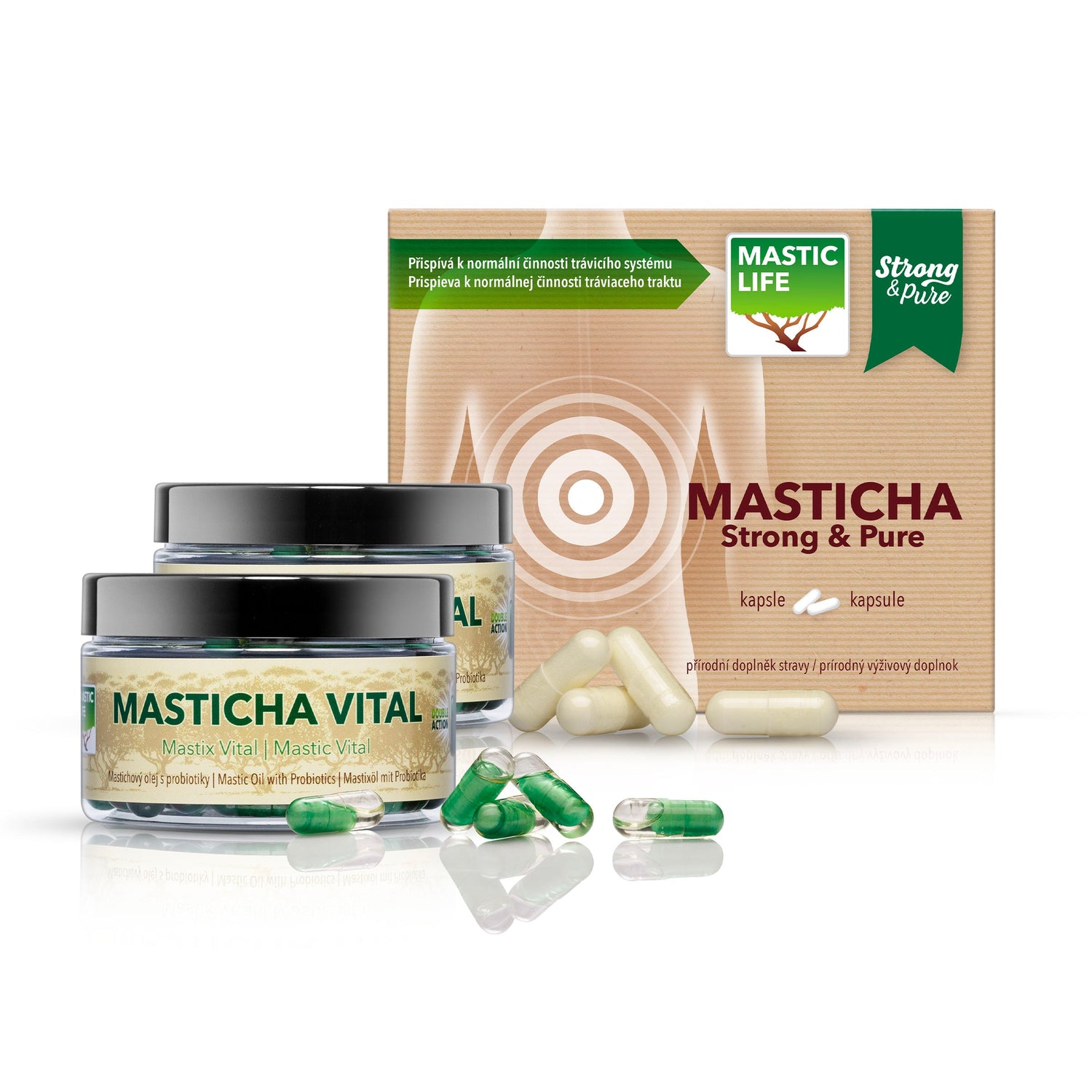Mastic powder, capsules and oil