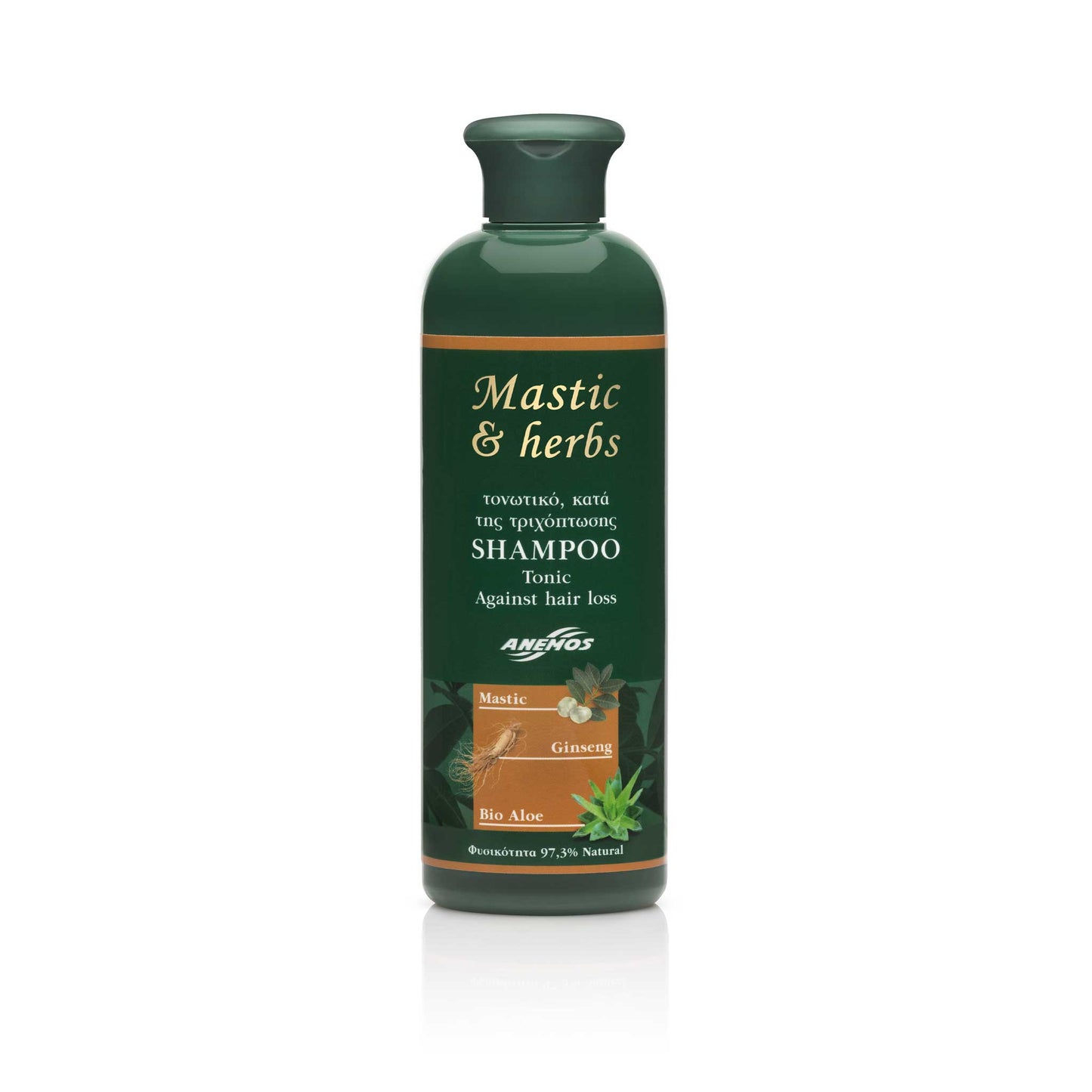 Mastic shampoo with Chios mastic oil, organic aloe and olive oil, 300 ml, for weak hair