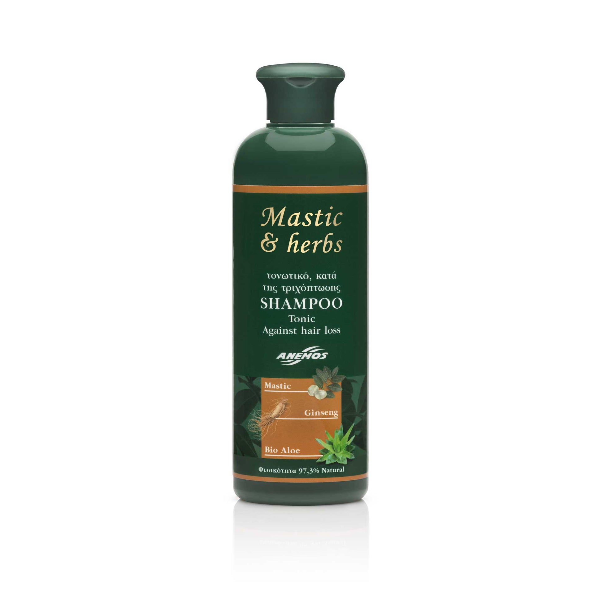 Mastic shampoo with Chios mastic oil, organic aloe and olive oil, 300 ml, for weak hair