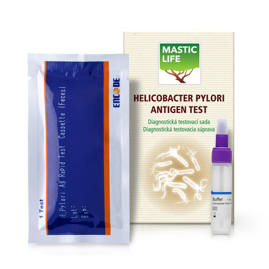 Prueba de heces para Helicobacter Pylori + Mastic (Set: 1 prueba de heces, 40 cápsulas)