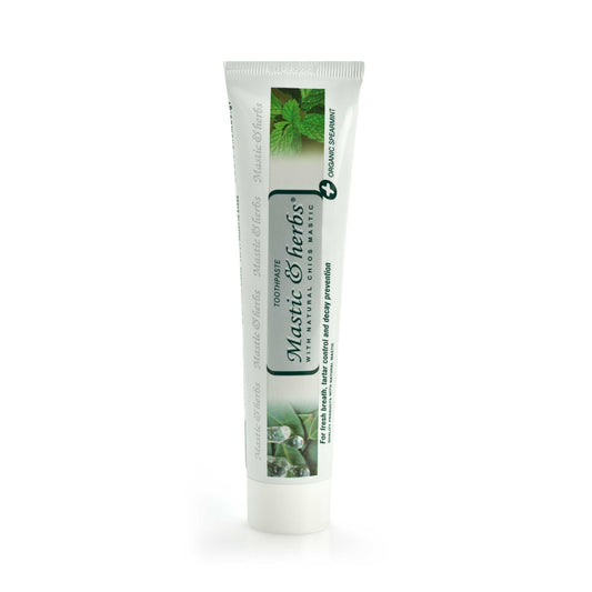 Toothpaste with mastic and organic spearmint
